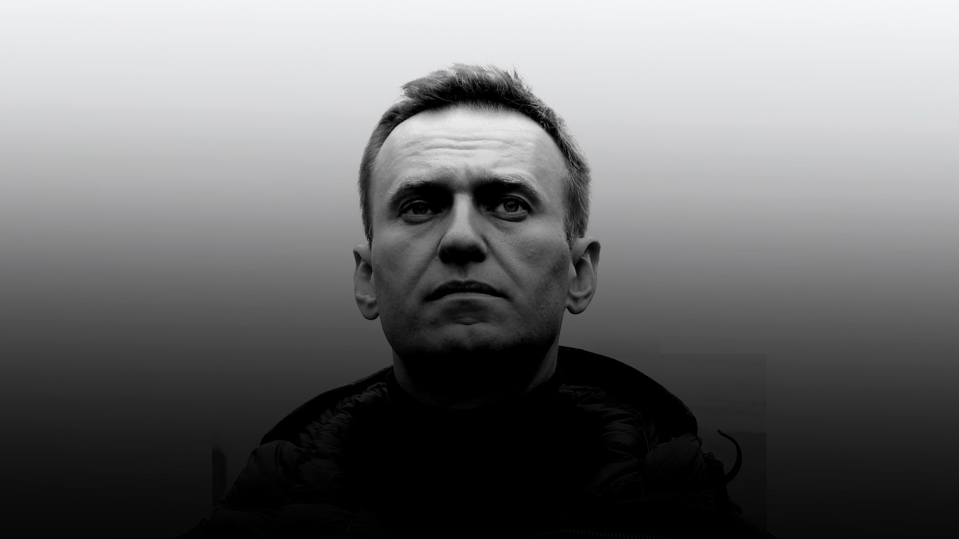 Alexei Navalny on a background going from light to dark