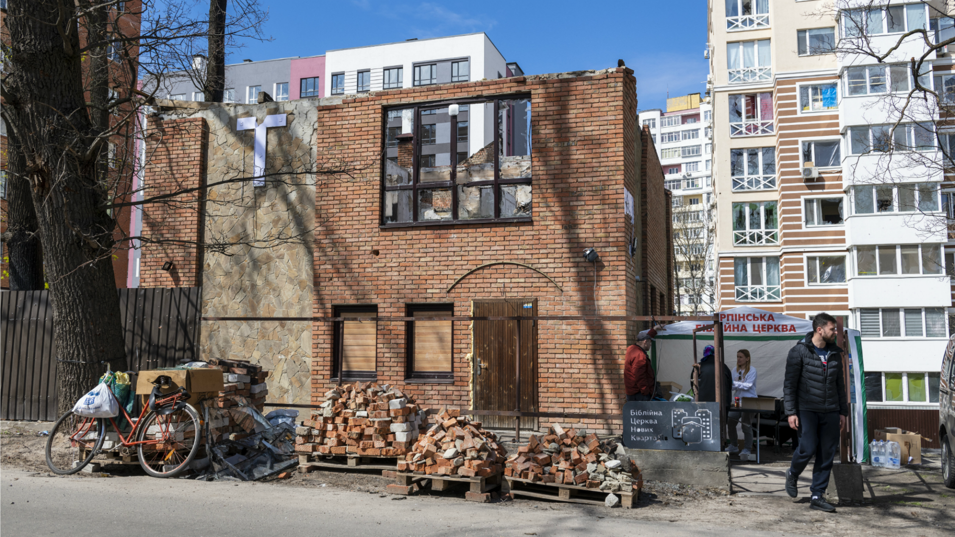 A Baptist church plant in Irpin, Ukraine, damaged during the Russian invasion.